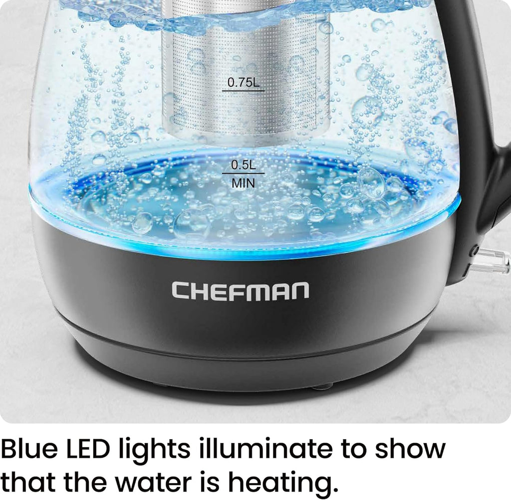Electric Kettle with Tea Infuser, 1L 1500W, Removable Lid for Easy Cleaning, Boil-Dry Protection, Stainless Steel Filter, BPA Free, Auto Shut off Hot Water Boiler, Small Electric Tea Kettle