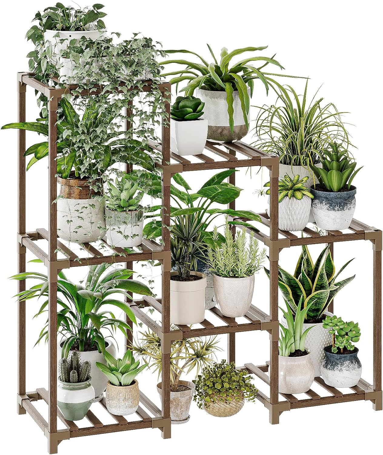 Plant Stand Indoor Plant Shelf Outdoor Wood Plant Rack for Multiple Plants 3 Tiers Ladder Plant Holder for Living Room Patio Boho Home Decor for Gardening