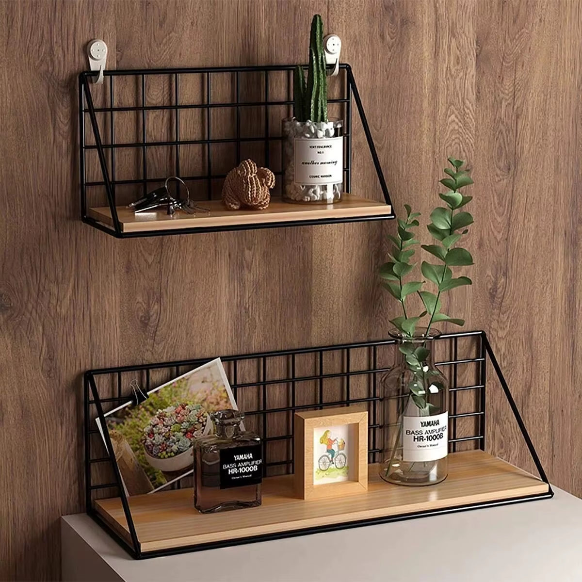 Wall Mounted Shelves without Drilling Wood Hanging Shelf for Living Room Bedroom Storage Basket Wall Decoration Rack Organizers