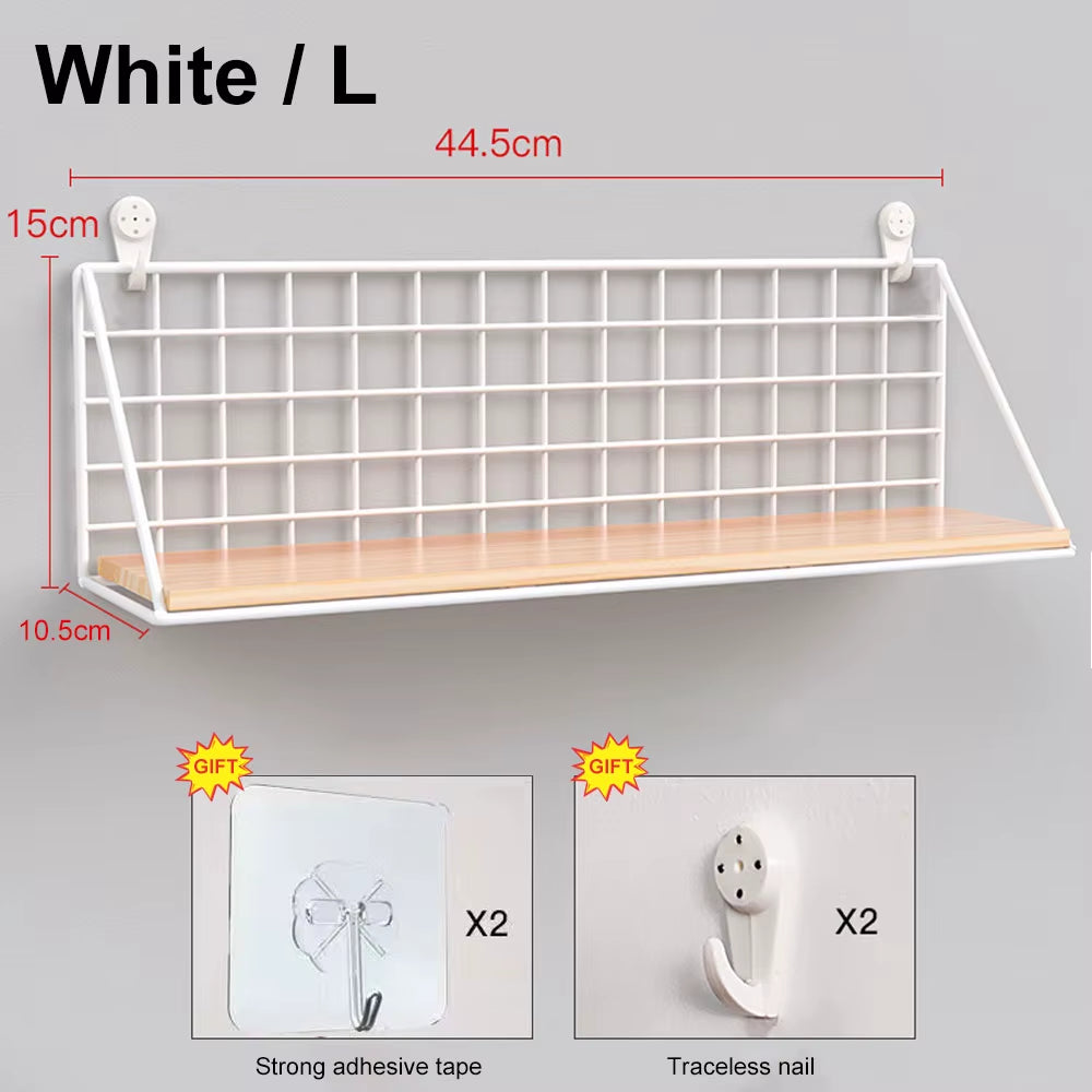 Wall Mounted Shelves without Drilling Wood Hanging Shelf for Living Room Bedroom Storage Basket Wall Decoration Rack Organizers