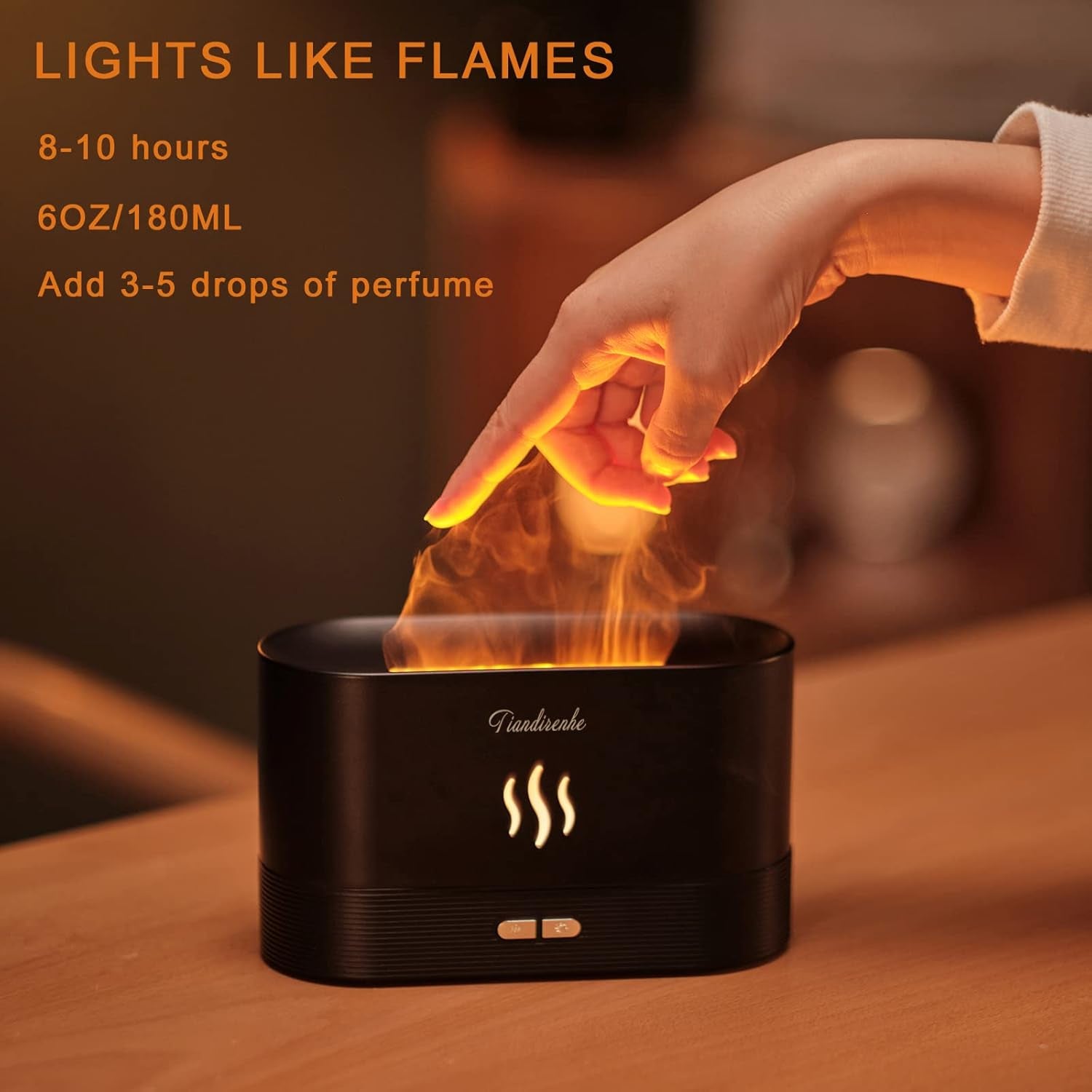 Flame Diffuser,Fire Diffuser, Essential Oil Diffuser, Humidifiers with Flame Effect,180Ml Cool Mist Humidifiers for Home, 7 Color Variations That Can Be Set to One Color(White)