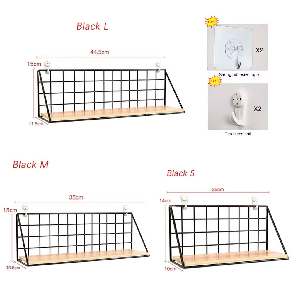 Wall Mounted Shelves without Drilling Wood Hanging Shelf for Living Room Bedroom Storage Basket Wall Decoration Rack Organizers