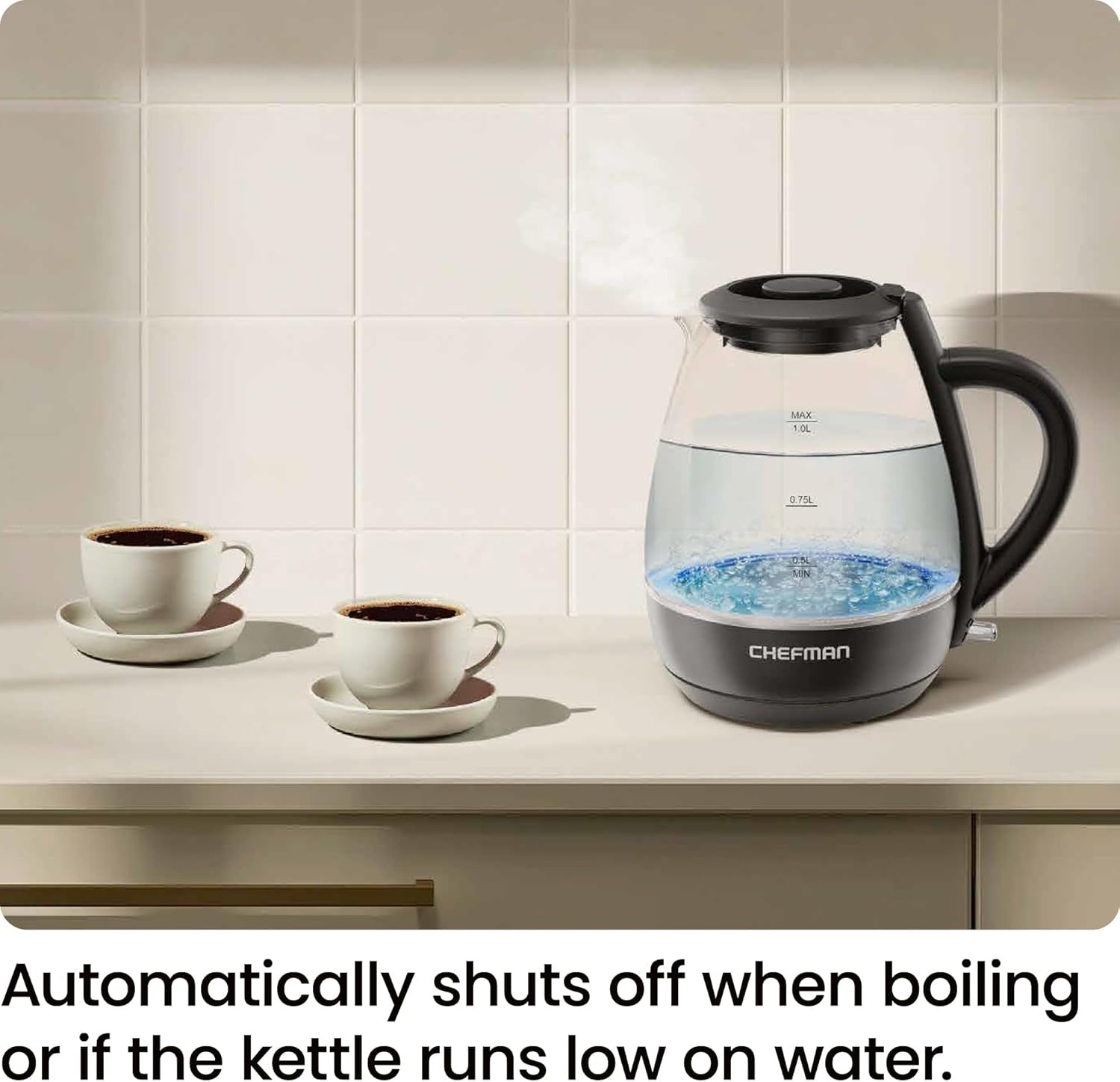 Electric Kettle with Tea Infuser, 1L 1500W, Removable Lid for Easy Cleaning, Boil-Dry Protection, Stainless Steel Filter, BPA Free, Auto Shut off Hot Water Boiler, Small Electric Tea Kettle