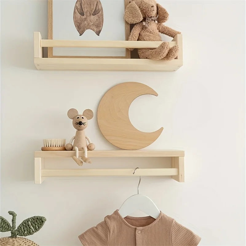 Ins Scandinavian Style Moon and Stars Wooden Self-Adhesive Decoration Set Home Space Theme Wall Art Decorative Wall Sticker Set