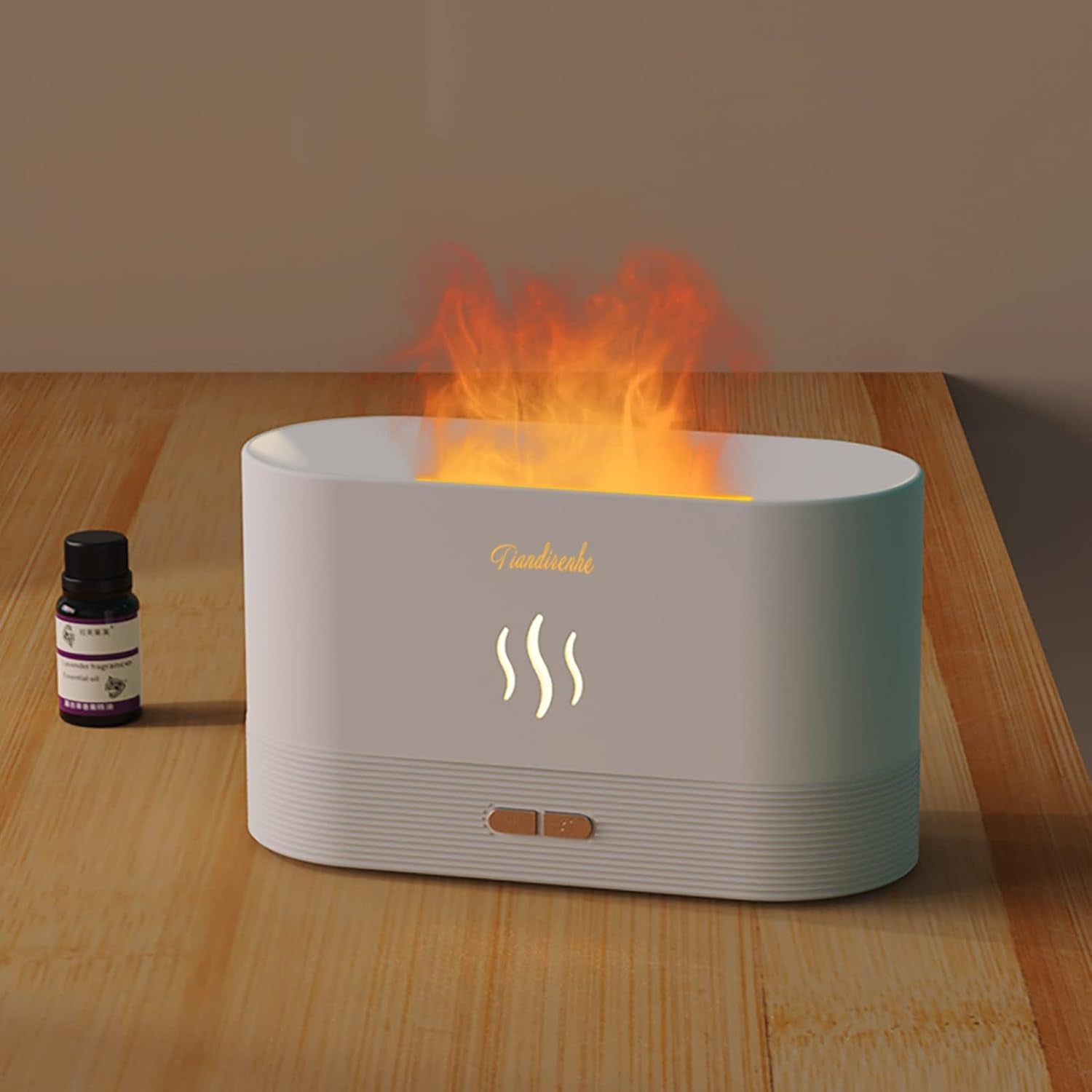 Flame Diffuser,Fire Diffuser, Essential Oil Diffuser, Humidifiers with Flame Effect,180Ml Cool Mist Humidifiers for Home, 7 Color Variations That Can Be Set to One Color(White)