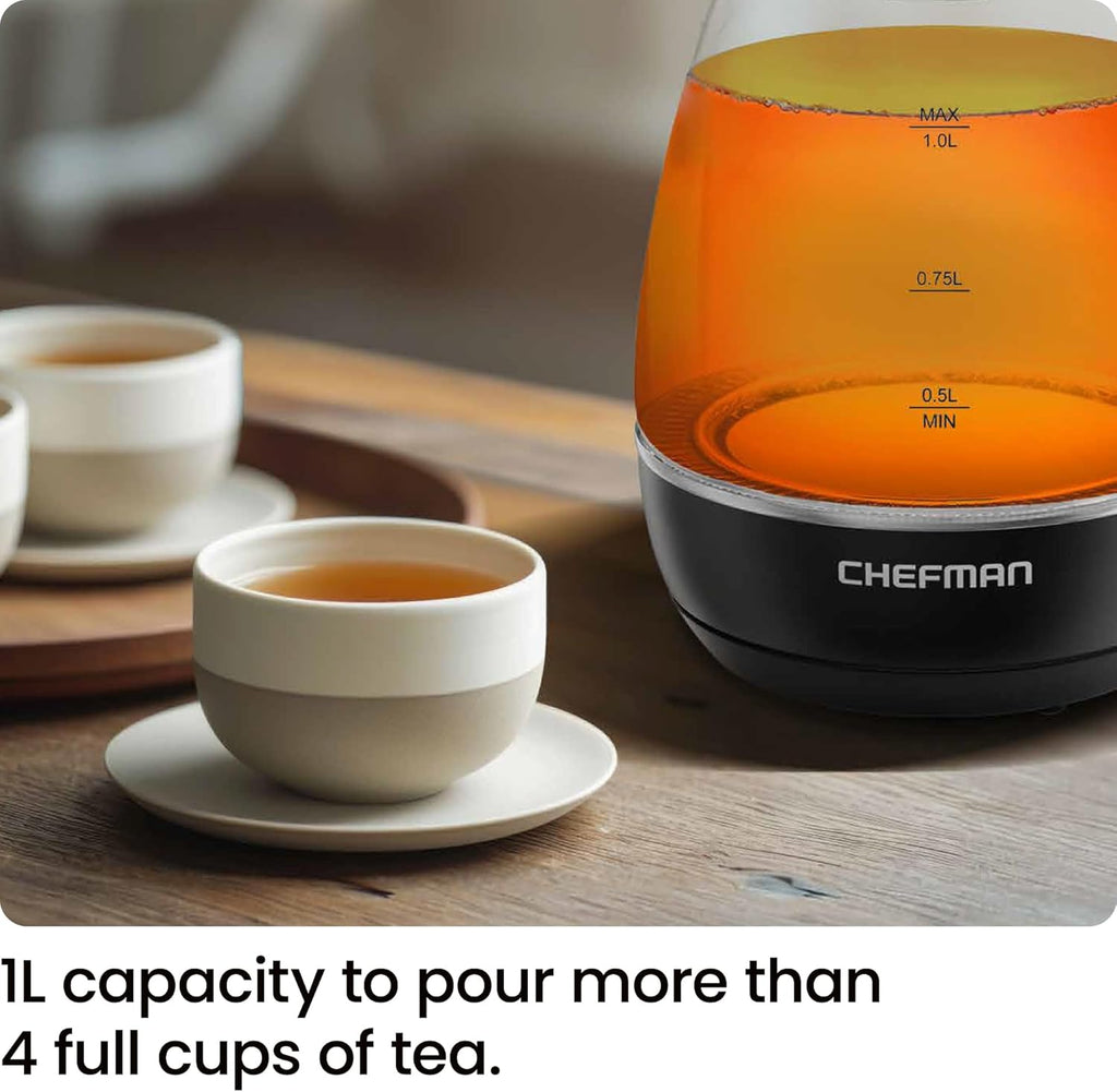Electric Kettle with Tea Infuser, 1L 1500W, Removable Lid for Easy Cleaning, Boil-Dry Protection, Stainless Steel Filter, BPA Free, Auto Shut off Hot Water Boiler, Small Electric Tea Kettle