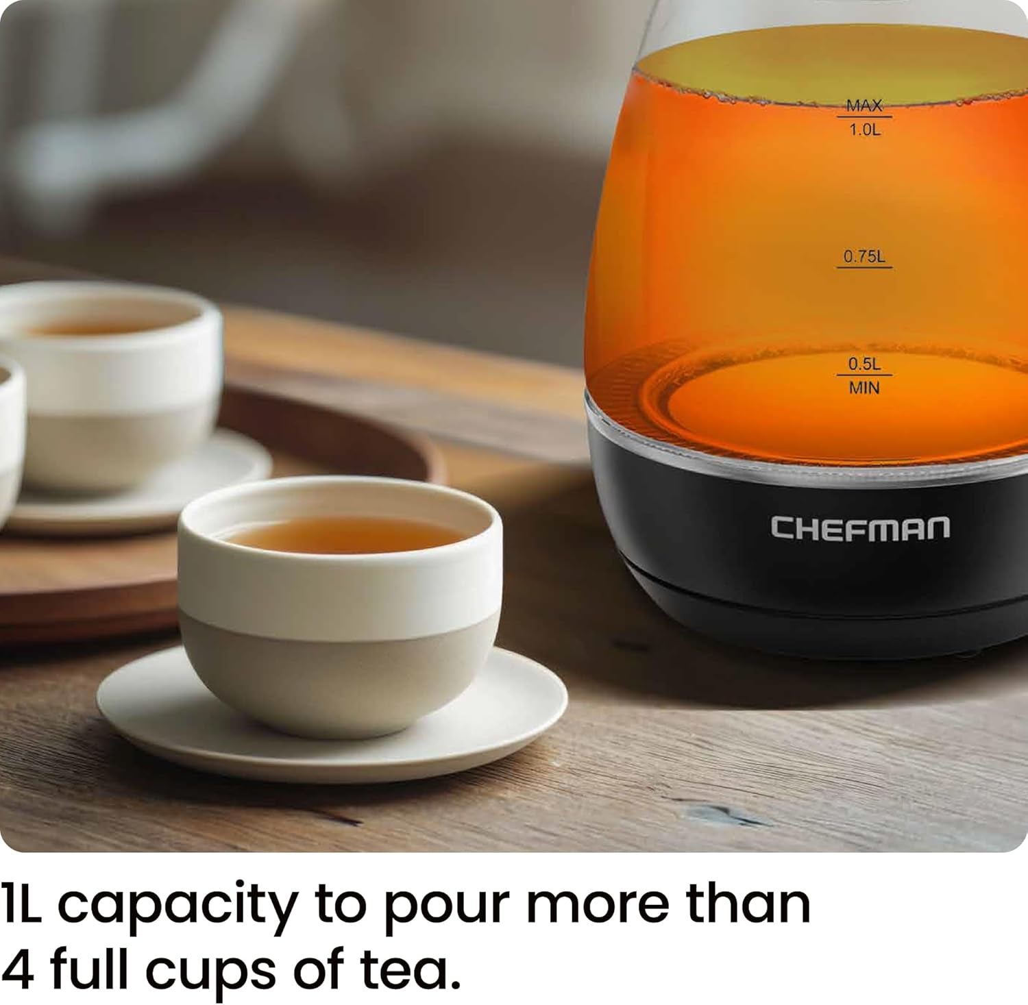 Electric Kettle with Tea Infuser, 1L 1500W, Removable Lid for Easy Cleaning, Boil-Dry Protection, Stainless Steel Filter, BPA Free, Auto Shut off Hot Water Boiler, Small Electric Tea Kettle