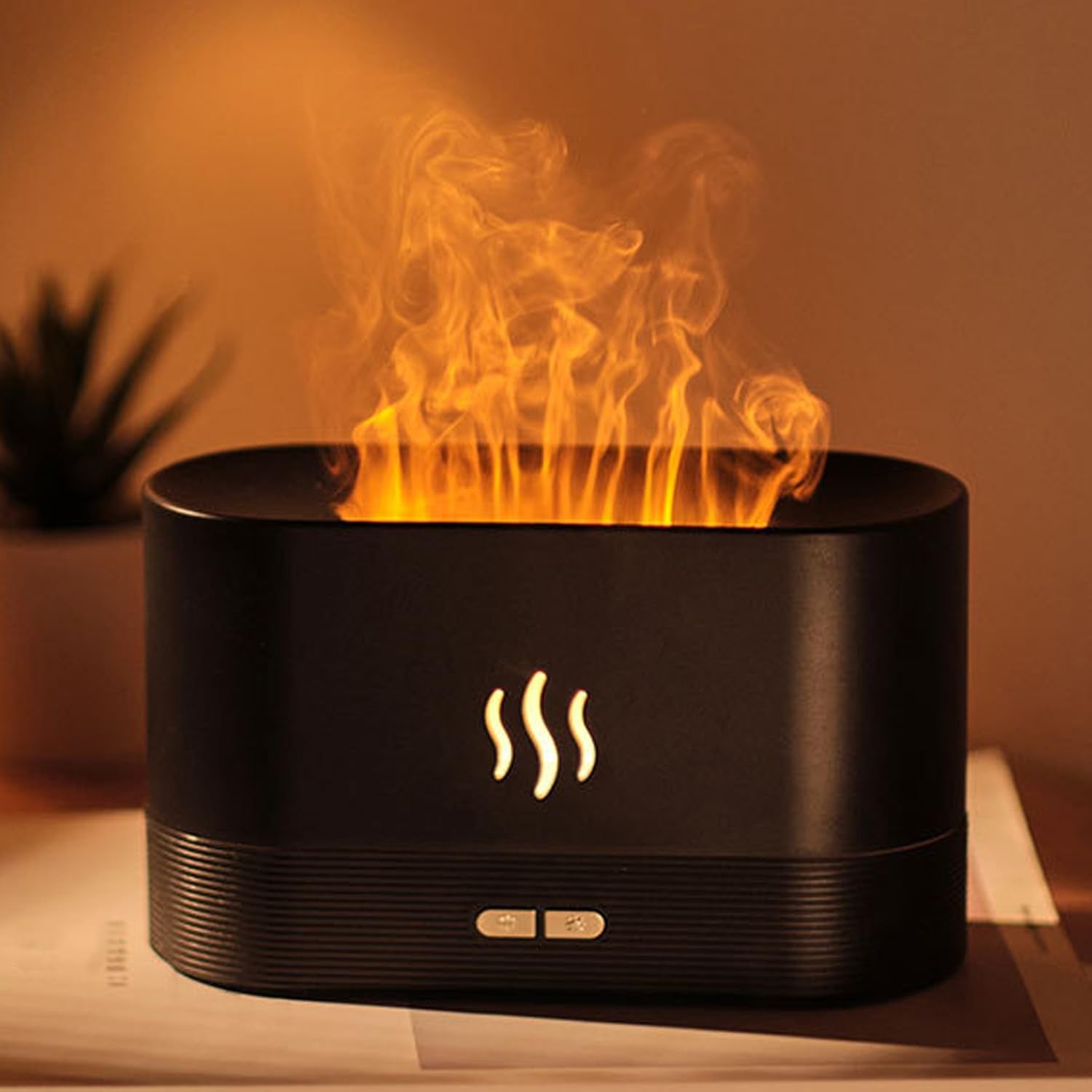 Flame Diffuser,Fire Diffuser, Essential Oil Diffuser, Humidifiers with Flame Effect,180Ml Cool Mist Humidifiers for Home, 7 Color Variations That Can Be Set to One Color(White)