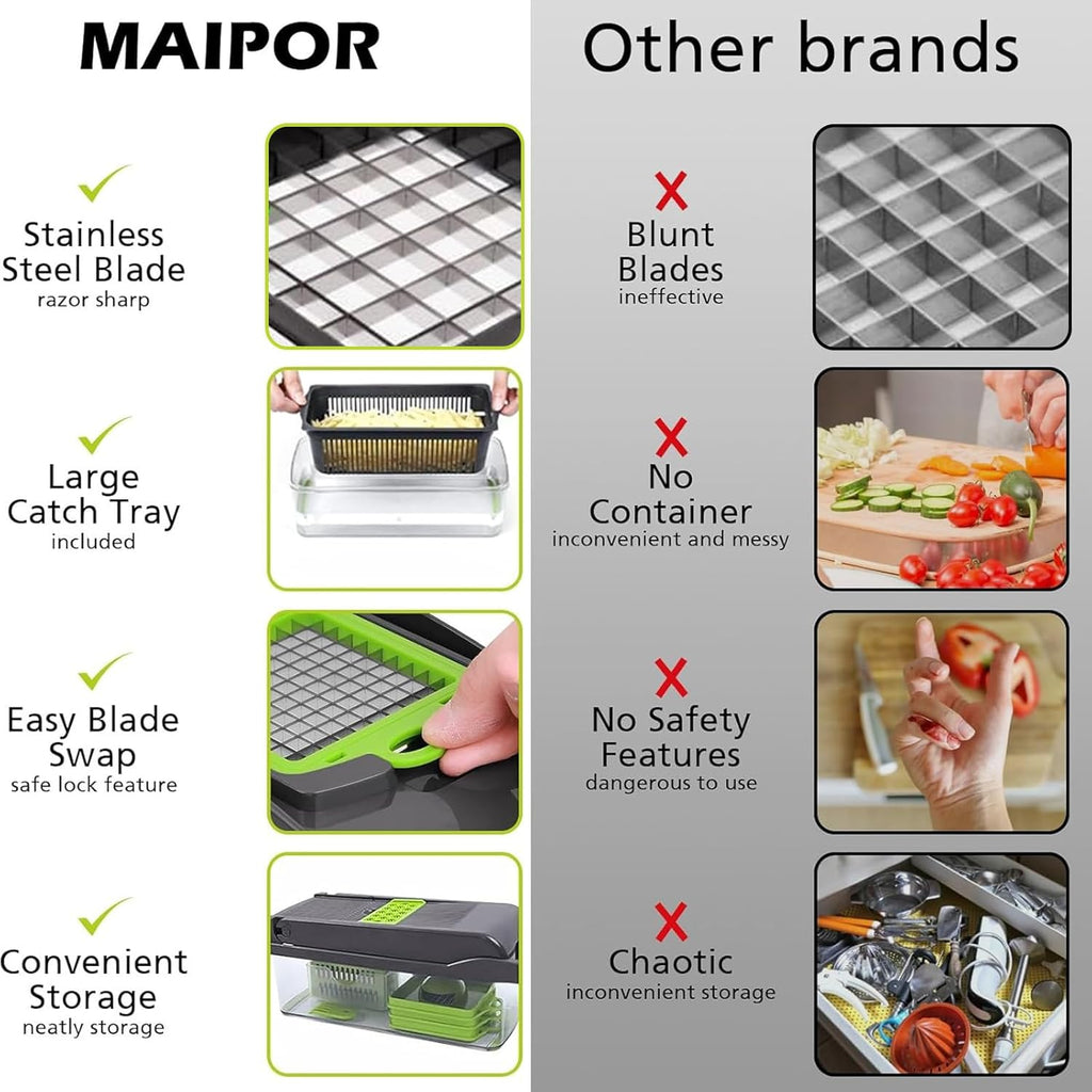 Vegetable Chopper, Pro Onion Chopper, Multifunctional 13 in 1 Food Chopper, Kitchen Vegetable Slicer Dicer Cutter,Veggie Chopper with 8 Blades,Carrot and Garlic Chopper with Container…