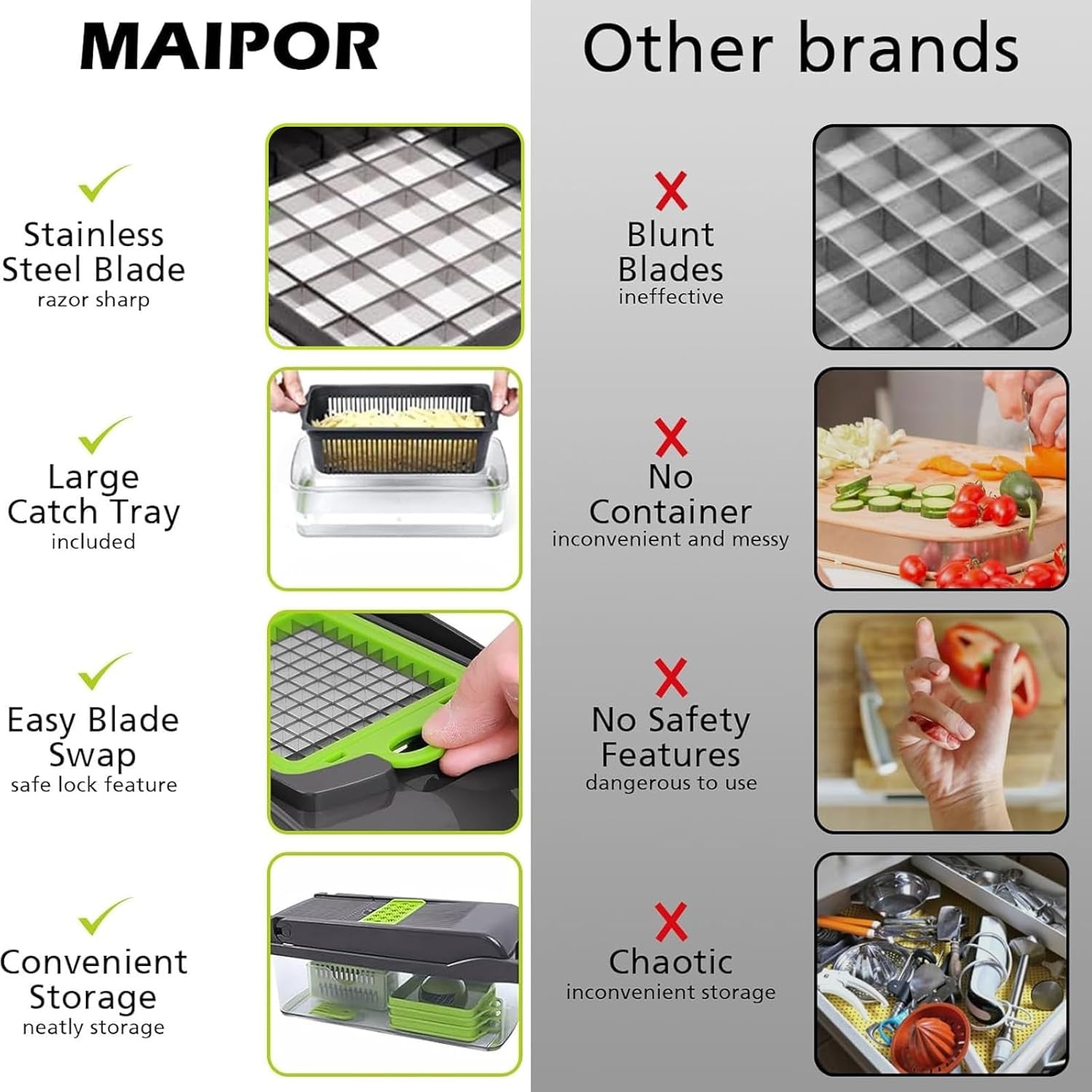 Vegetable Chopper, Pro Onion Chopper, Multifunctional 13 in 1 Food Chopper, Kitchen Vegetable Slicer Dicer Cutter,Veggie Chopper with 8 Blades,Carrot and Garlic Chopper with Container…