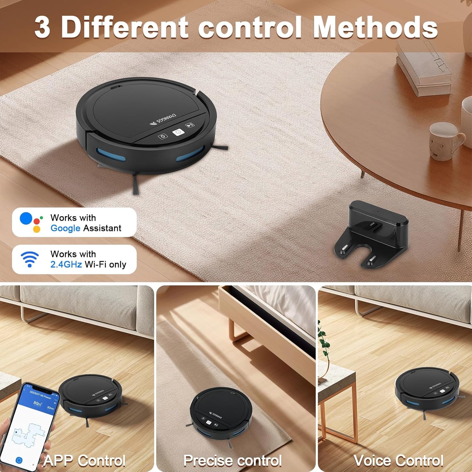 Robot Vacuums and Mop, Sweeping and Mopping Robot Wi-Fi/Voice/App Robot Vacuum Pet Hair,Drop Proof,Electric Floor Cleaner for Mopping,Ultra Slim,Ideal for Hard Floors, Carpets